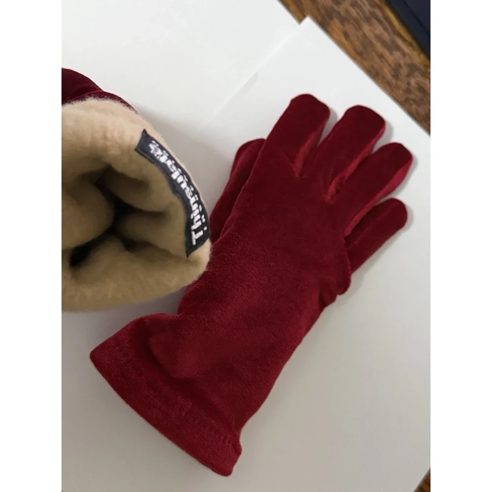 Cejon Thinsulate Women's Vintage Red Velvet Gloves‎ SMALL-MEDIUM ONE SIZE